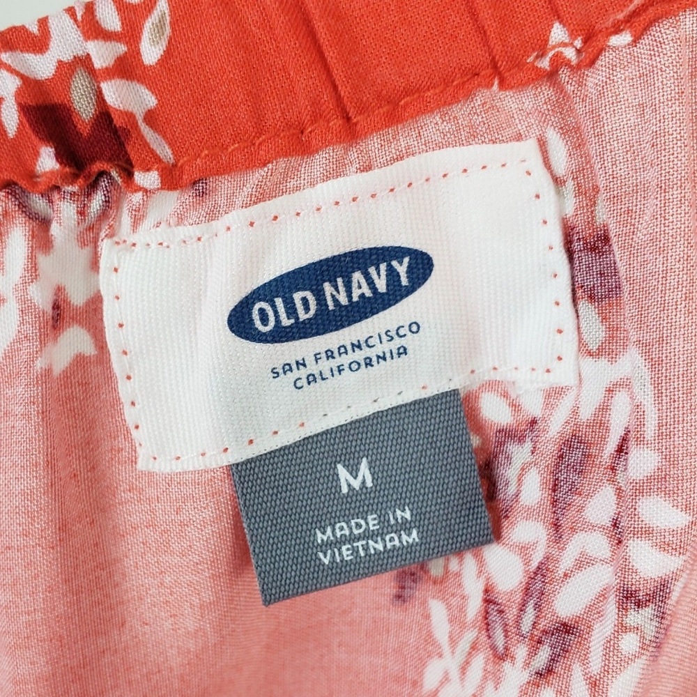 Old Navy Dress size Medium Orange Floral Strapless - Picture 6 of 7